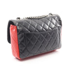 Chanel Shoulder Bag Quilted Tricolor Black Navy Red Leather — view 3