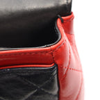 Chanel Shoulder Bag Quilted Tricolor Black Navy Red Leather — view 7