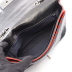 Chanel Shoulder Bag Quilted Tricolor Black Navy Red Leather — view 4