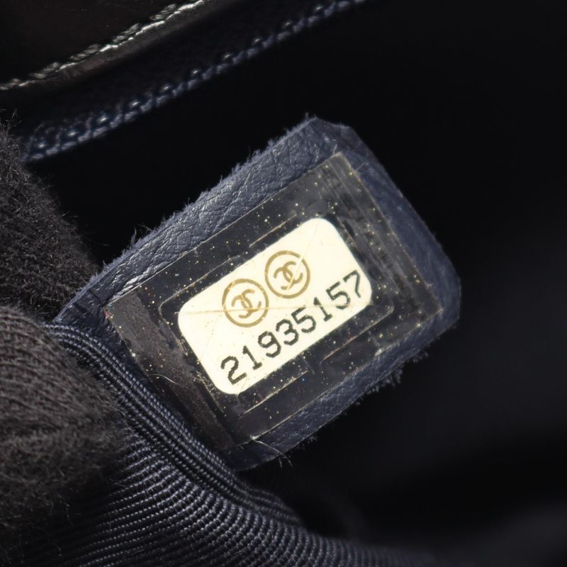 Chanel Shoulder Bag Quilted Tricolor Black Navy Red Leather — view 6