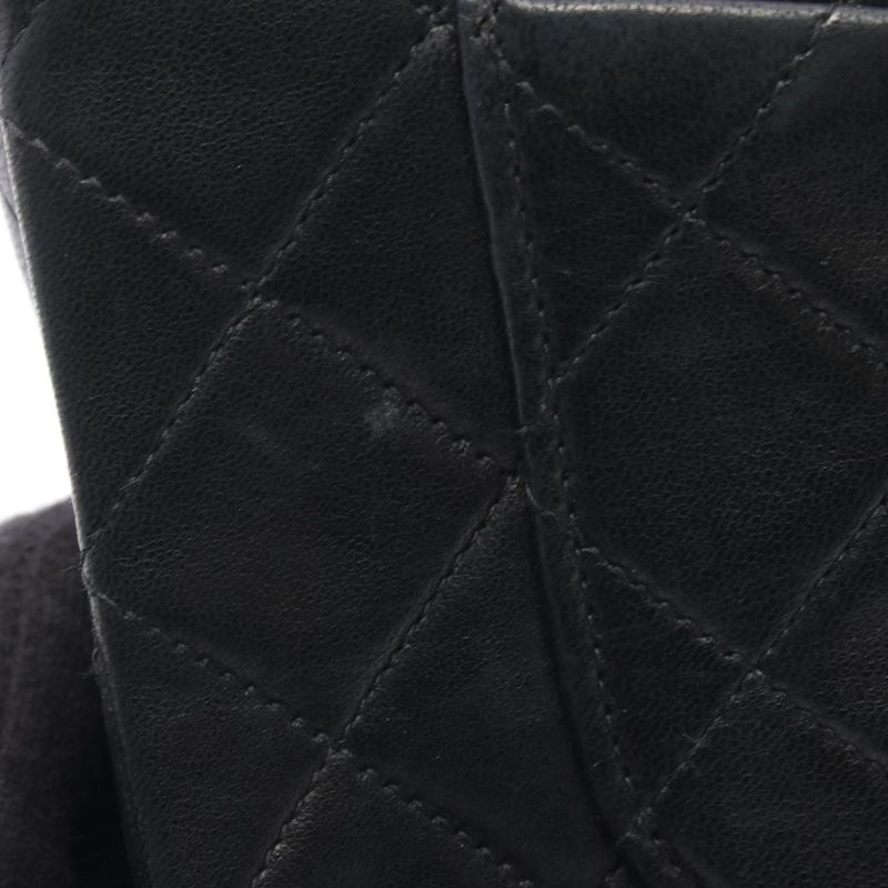 Chanel Shoulder Bag Quilted Double Flap Black Lambskin Chain — view 9