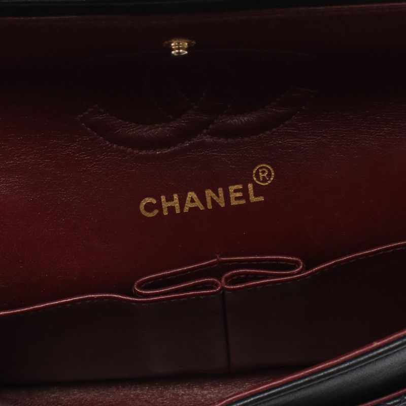 Chanel Shoulder Bag Quilted Double Flap Black Lambskin Chain — view 5