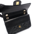 Chanel Shoulder Bag Quilted Double Flap Black Lambskin Chain — view 8