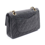 Chanel Shoulder Bag Quilted Double Flap Black Lambskin Chain — view 3