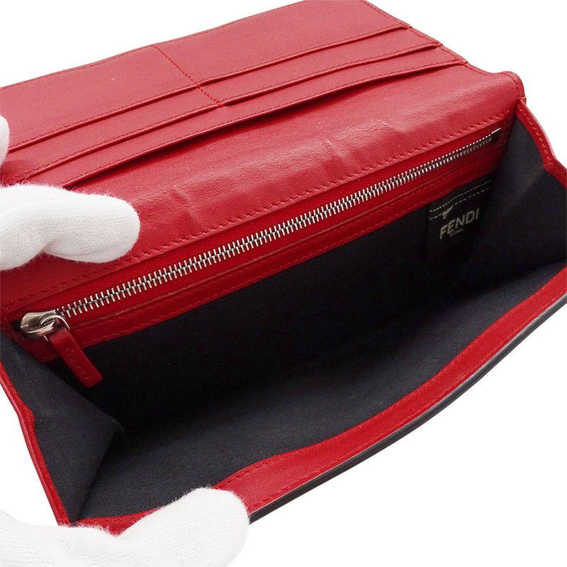 Fendi Wallet Long Leather Bug's Eye Black Flap Style — view 7