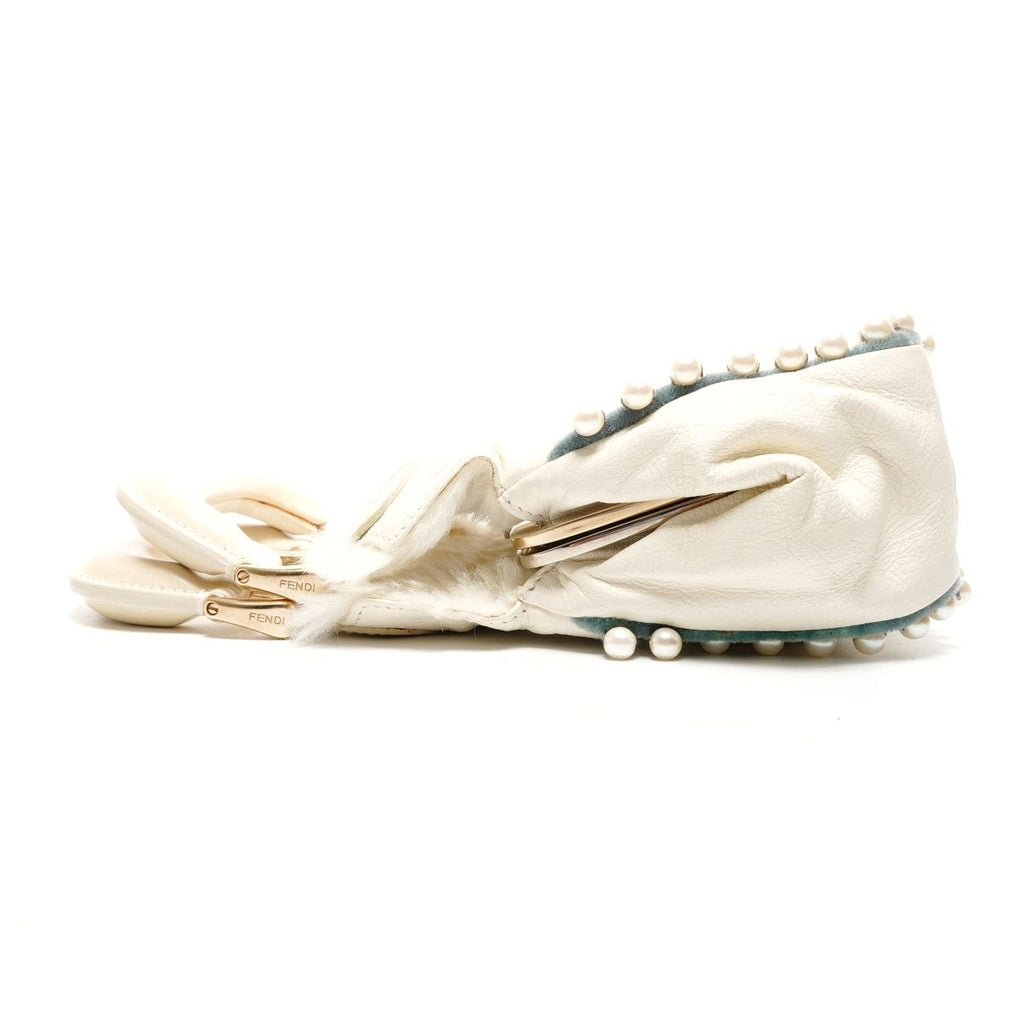 Fendi Shoulder Bag Fur Leather Mini Pearl 2-Way Ivory — view 3