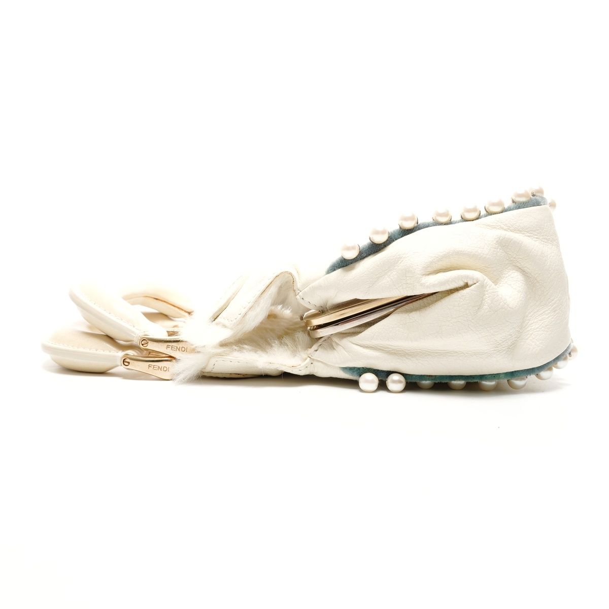 Fendi Shoulder Bag Fur Leather Mini Pearl 2-Way Ivory — view 3
