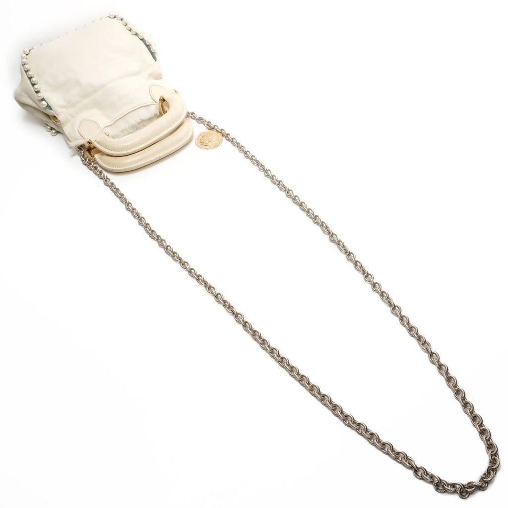 Fendi Shoulder Bag Fur Leather Mini Pearl 2-Way Ivory — view 8