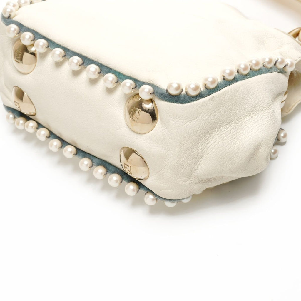 Fendi Shoulder Bag Fur Leather Mini Pearl 2-Way Ivory — view 6