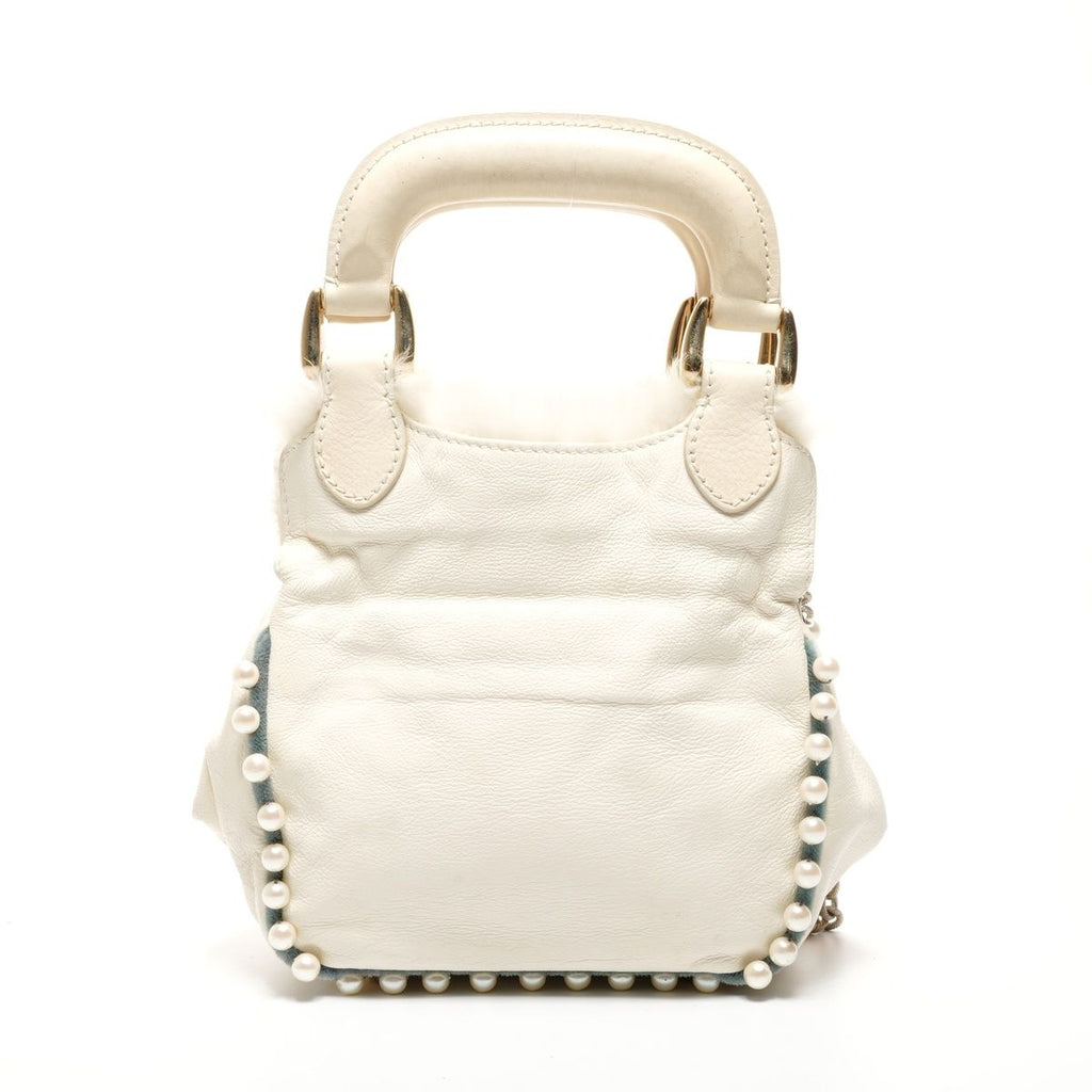 Fendi Shoulder Bag Fur Leather Mini Pearl 2-Way Ivory — view 2