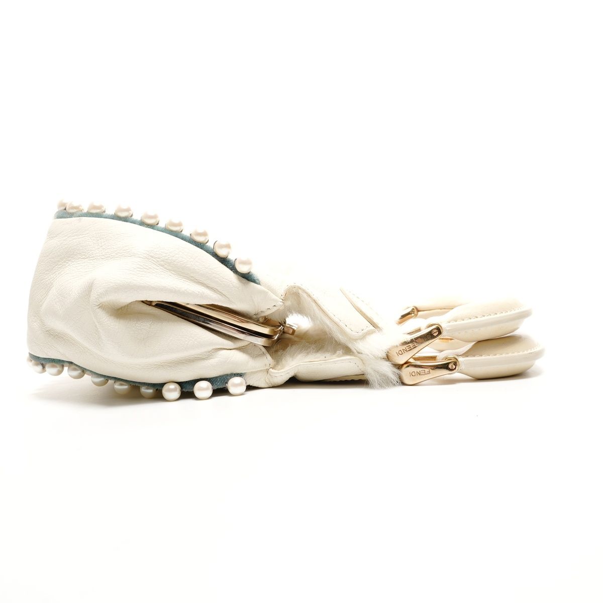 Fendi Shoulder Bag Fur Leather Mini Pearl 2-Way Ivory — view 4