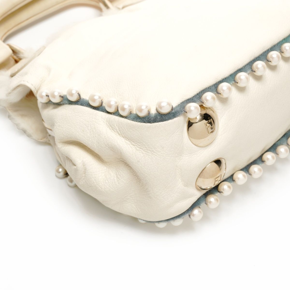 Fendi Shoulder Bag Fur Leather Mini Pearl 2-Way Ivory — view 5