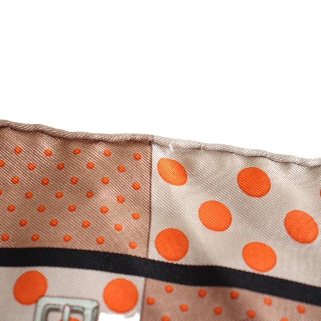 Hermes Carre 45 Gavroche Scarf Clic Clac Silk Brown — view 7