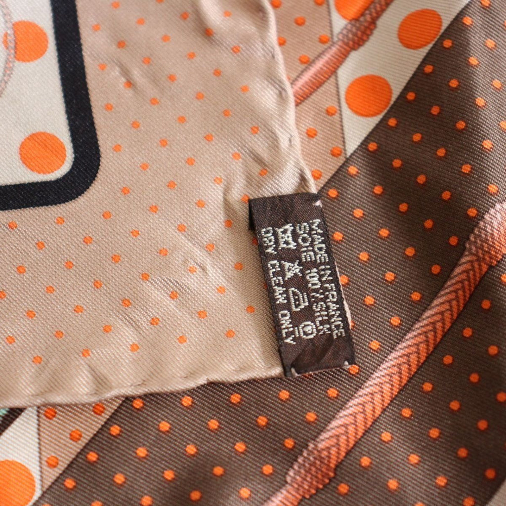 Hermes Carre 45 Gavroche Scarf Clic Clac Silk Brown — view 9