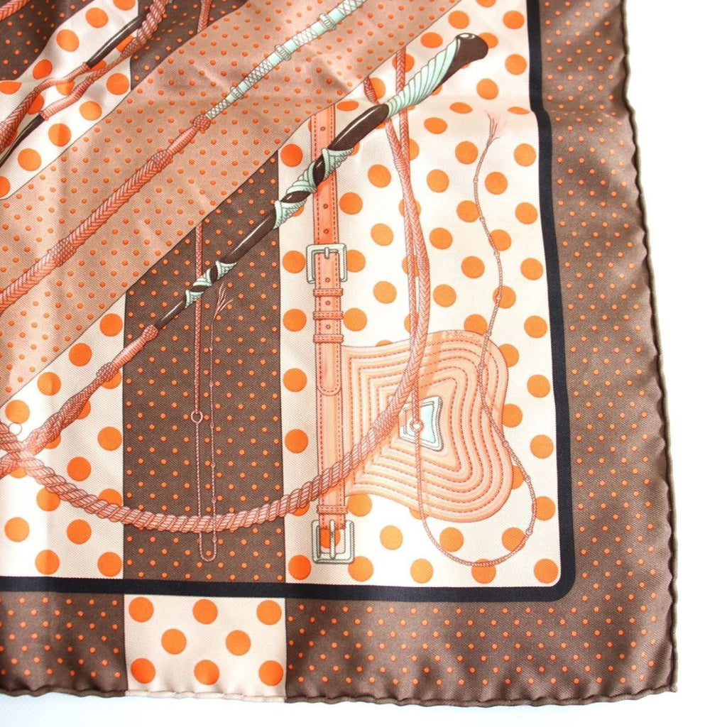 Hermes Carre 45 Gavroche Scarf Clic Clac Silk Brown — view 5