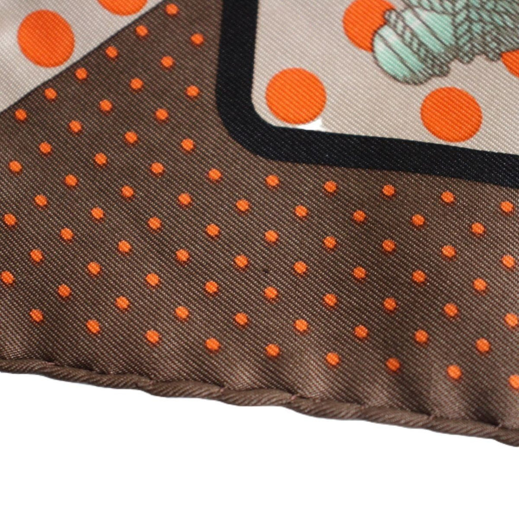 Hermes Carre 45 Gavroche Scarf Clic Clac Silk Brown — view 8