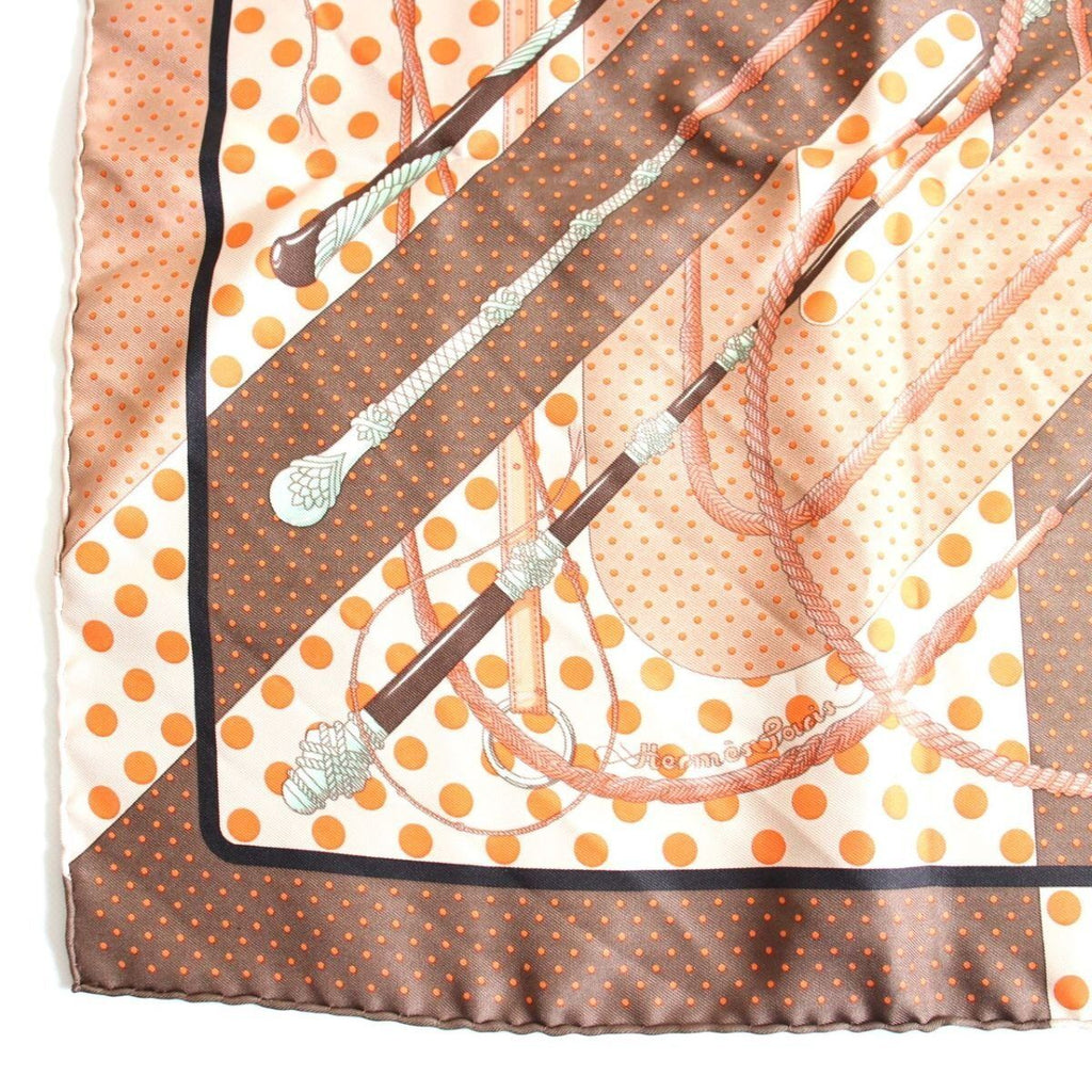 Hermes Carre 45 Gavroche Scarf Clic Clac Silk Brown — view 4
