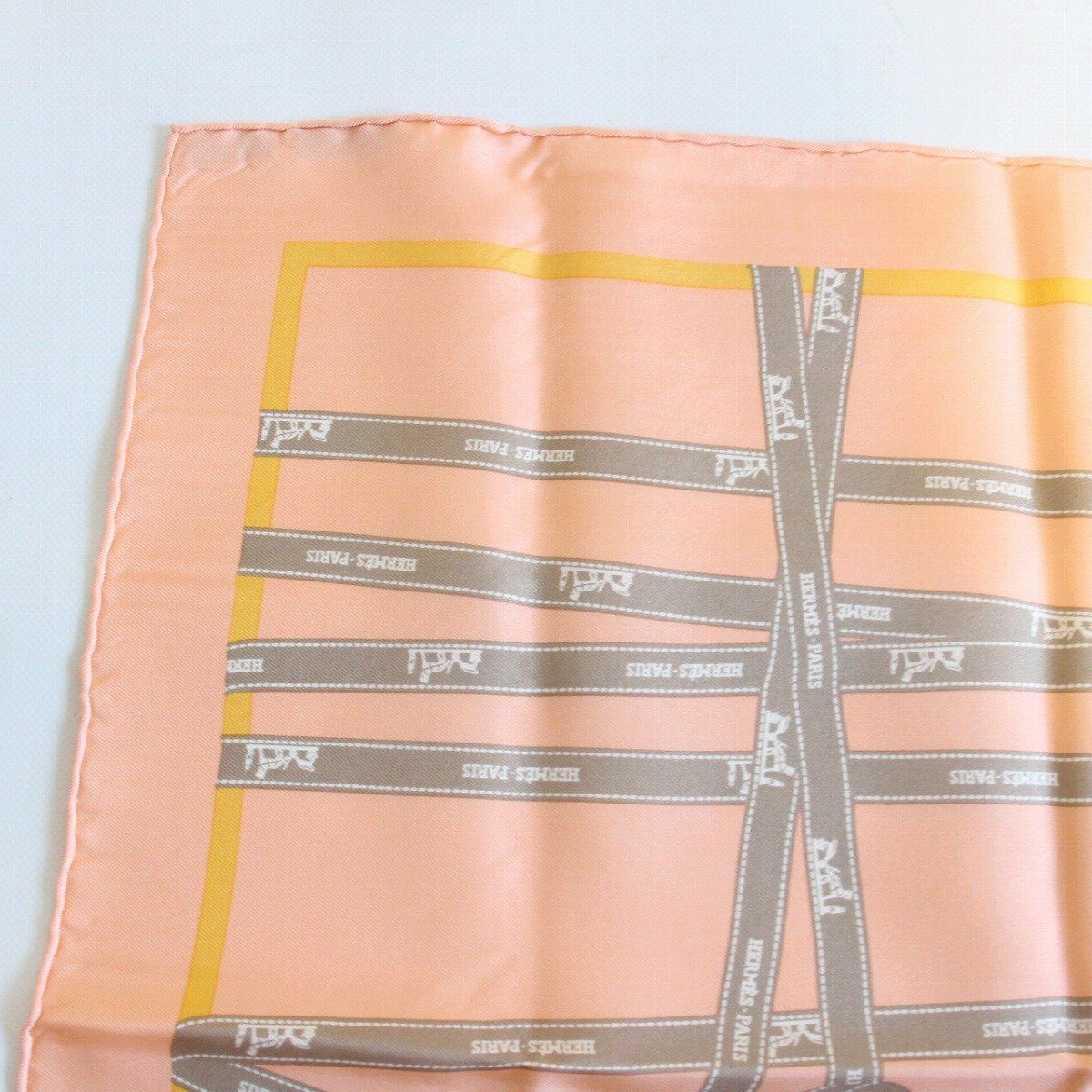 Hermes Carre 45 Scarf Gavroche Bolduc Ribbon Orange — view 2