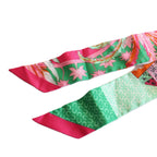 Hermes Twilly Horse and Phoenix Silk Pink Green Scarf — view 6