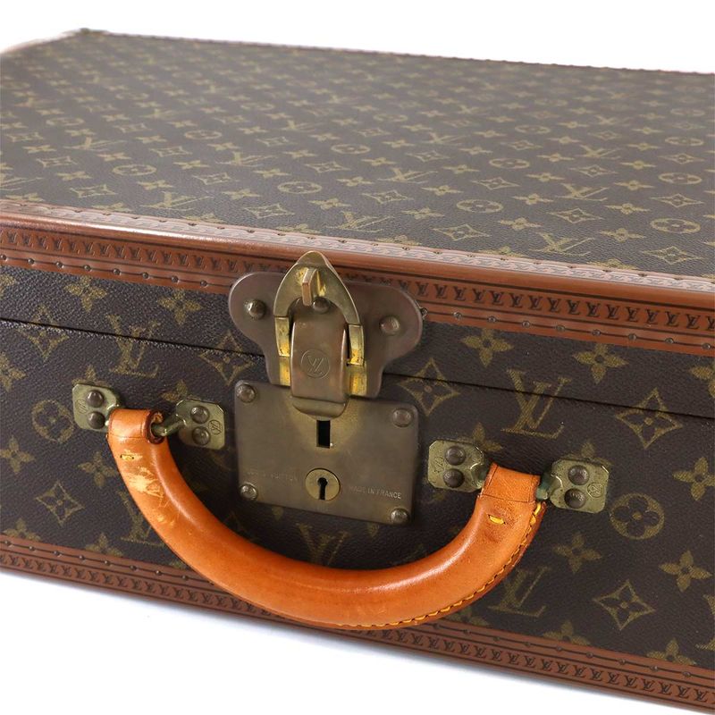 Louis Vuitton Monogram Bisten 75 Trunk Case Bag Brown Gold Hardware — view 6