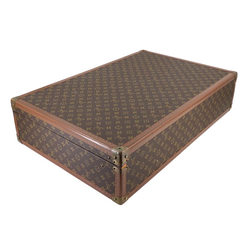 Louis Vuitton Monogram Bisten 75 Trunk Case Bag Brown Gold Hardware — view 5