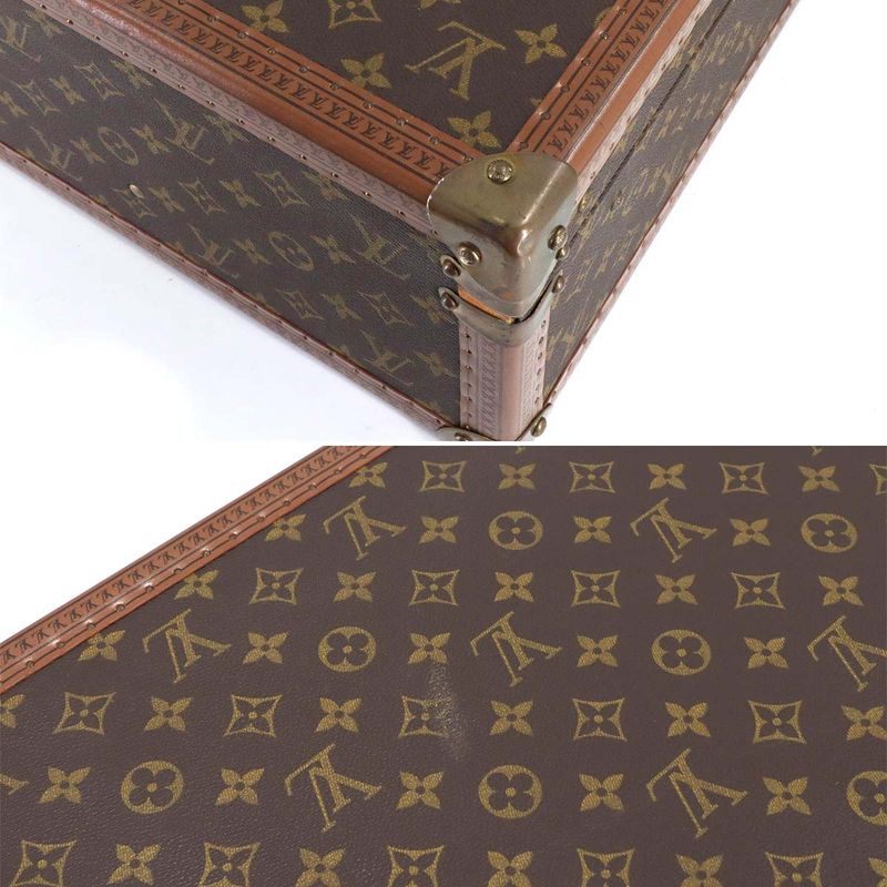 Louis Vuitton Monogram Bisten 75 Trunk Case Bag Brown Gold Hardware — view 9