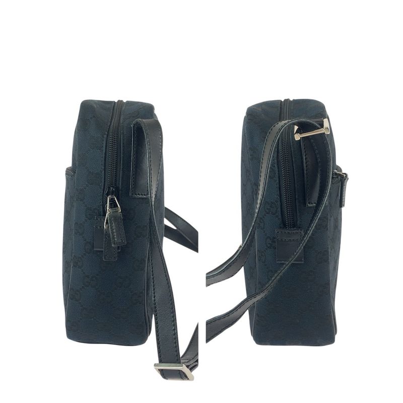Gucci Black Silver Hardware GG Canvas Leather 018.1612 Shoulder Bag Messenger — view 9