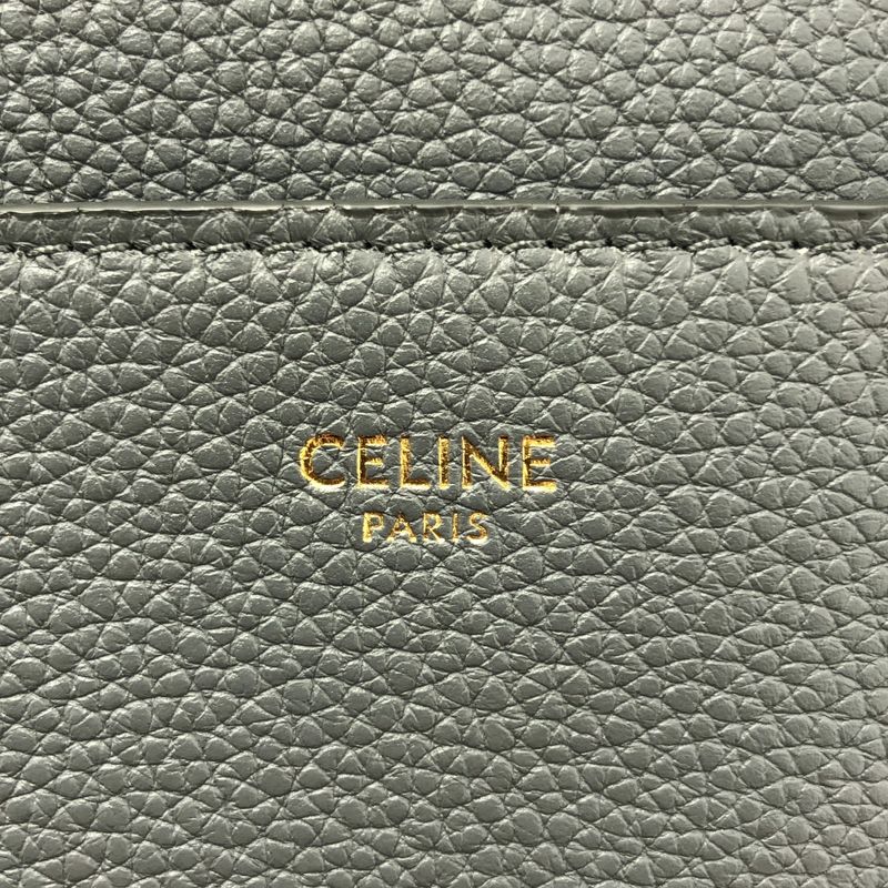 Celine Sangle Bucket Medium Leather Shoulder Bag Gray — view 5