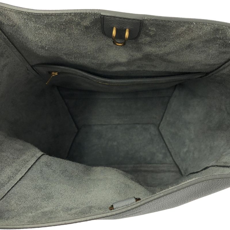 Celine Sangle Bucket Medium Leather Shoulder Bag Gray — view 4