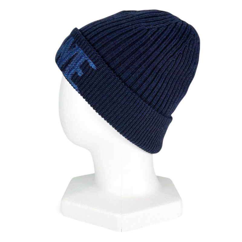 Loewe X23 100% Wool Logo Design Beanie Knit Cap Navy Blue — view 3
