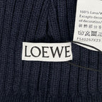 Loewe X23 100% Wool Logo Design Beanie Knit Cap Navy Blue — view 6