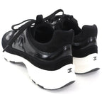 Chanel Coco Mark Leather Low Cut Sneakers Black White 37 Boxes — view 6