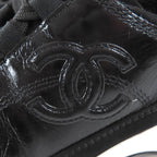 Chanel Coco Mark Leather Low Cut Sneakers Black White 37 Boxes — view 9