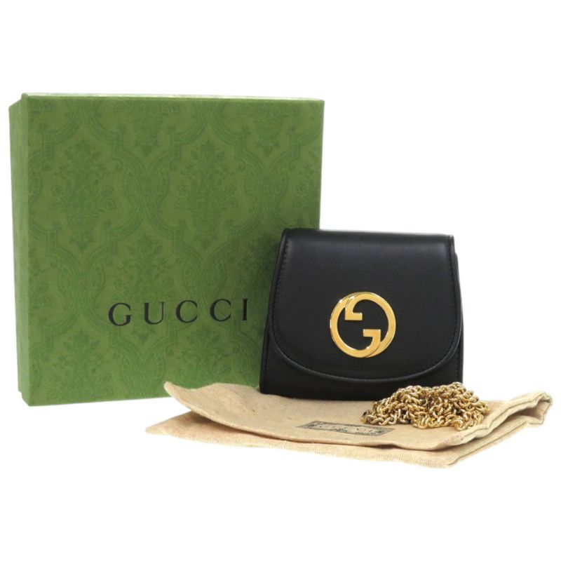 Gucci Chain Wallet Blondie Leather Black Bifold 1206 — view 2