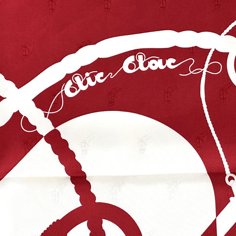 Hermes Scarf Carre 90 Clic Clac Silk Red White Horse — view 2