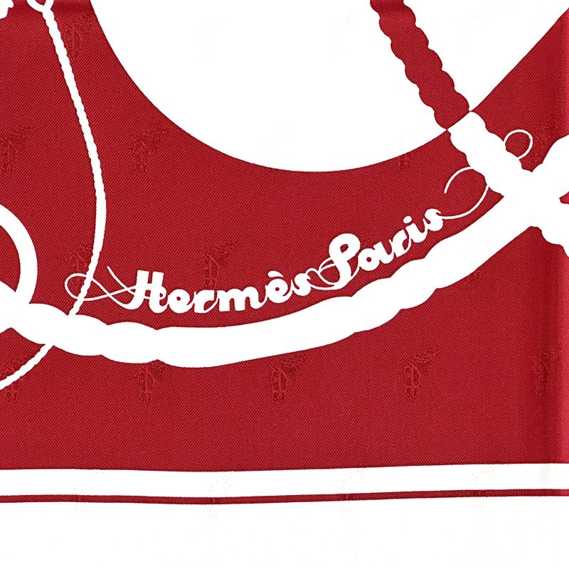 Hermes Scarf Carre 90 Clic Clac Silk Red White Horse — view 3