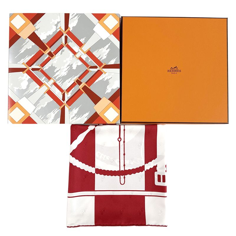 Hermes Scarf Carre 90 Clic Clac Silk Red White Horse — view 7