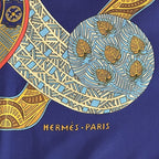 Hermes Scarf Carre 90 ART Des Steppes Step Silk Navy Multicolor — view 3