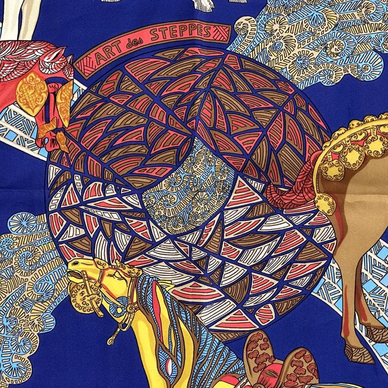 Hermes Scarf Carre 90 ART Des Steppes Step Silk Navy Multicolor — view 2