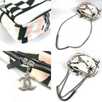 Chanel Shoulder Bag LA Pausa Leather Canvas Pink — view 8