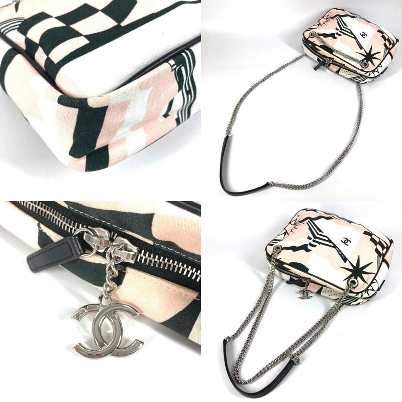 Chanel Shoulder Bag LA Pausa Leather Canvas Pink — view 8