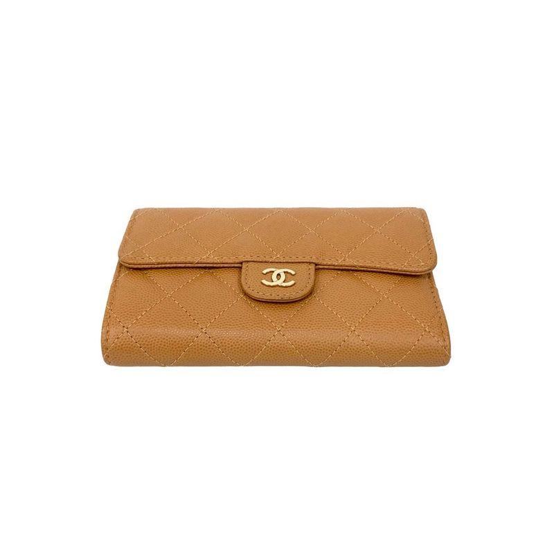 Chanel Quilted Coco Mark Caviar Leather Trifold — view 6