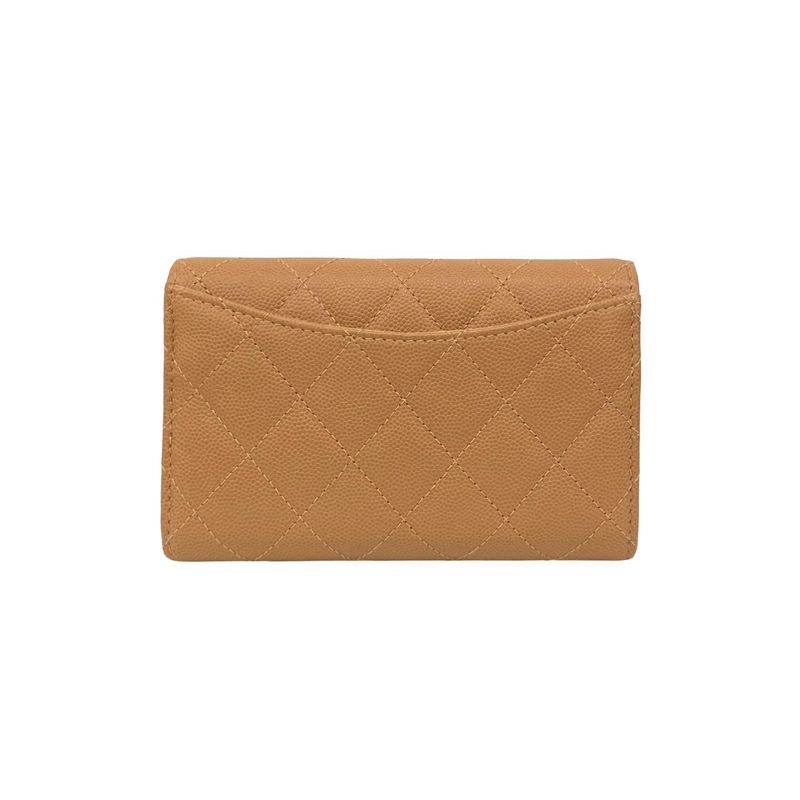 Chanel Quilted Coco Mark Caviar Leather Trifold — view 2