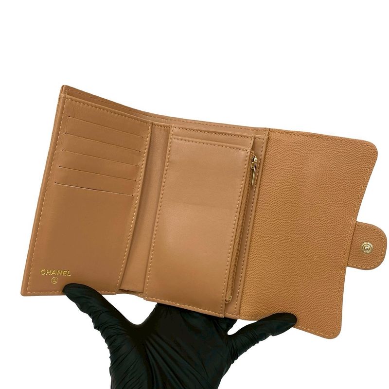 Chanel Quilted Coco Mark Caviar Leather Trifold — view 7
