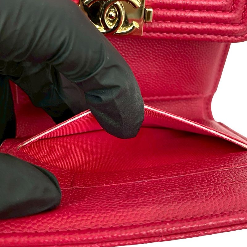 Chanel Coco Mark Caviar Leather Trifold Wallet Mini — view 9