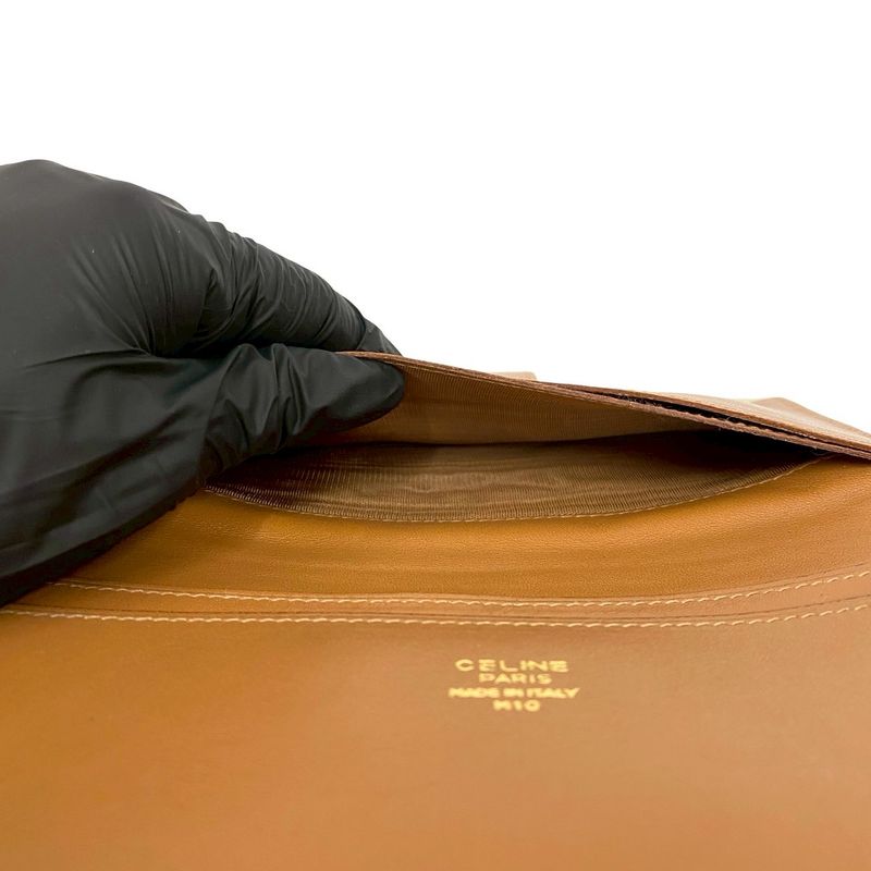 Celine Vintage Macadam Pattern Triomphe Logo Hardware Leather — view 9