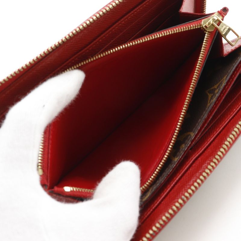 Louis Vuitton Zippy Wallet Retiro Monogram Canvas Threes Brown Red — view 9