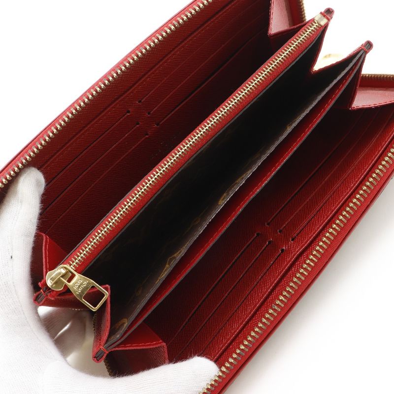 Louis Vuitton Zippy Wallet Retiro Monogram Canvas Threes Brown Red — view 8