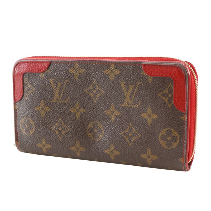 Louis Vuitton Zippy Wallet Retiro Monogram Canvas Threes Brown Red — view 2