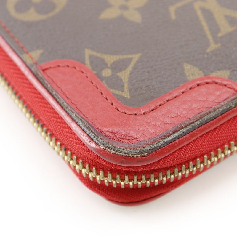 Louis Vuitton Zippy Wallet Retiro Monogram Canvas Threes Brown Red — view 6